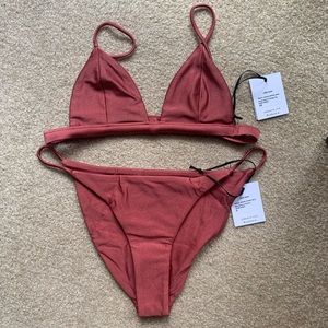 Jade Swim Perfect Match Triangle Top Bikini in Rose Sheen In Size XS NWT